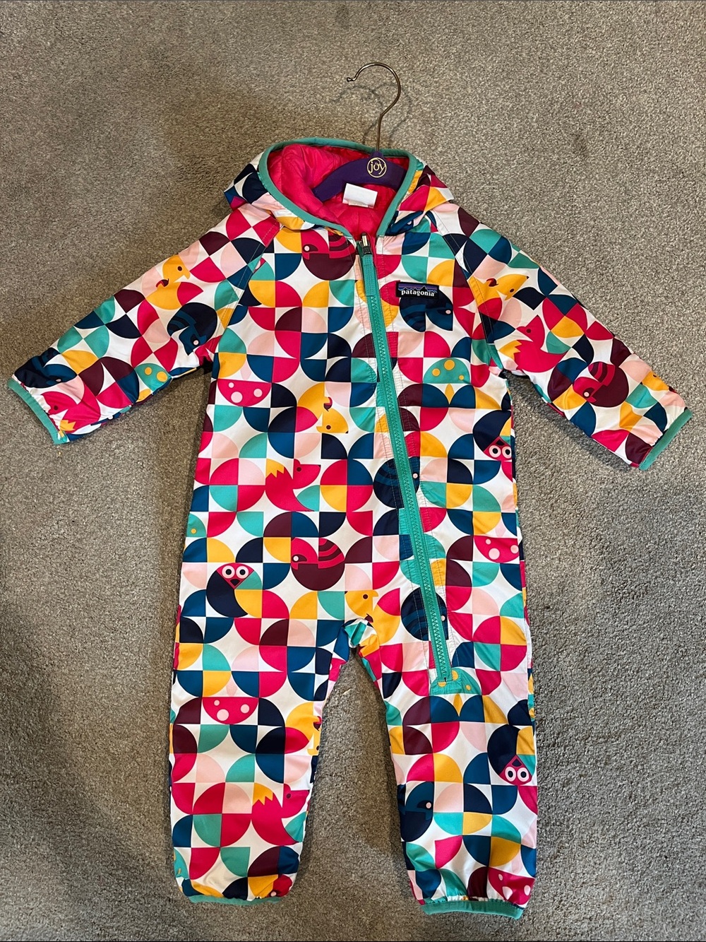 Patagonia Multicolor Geometric Print Kids One-Piece Snowsuit